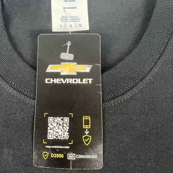New Chevrolet T-Shirt Bowtie Engine Piston Cotton Men’s L Black Short Sleeve - Picture 5 of 9